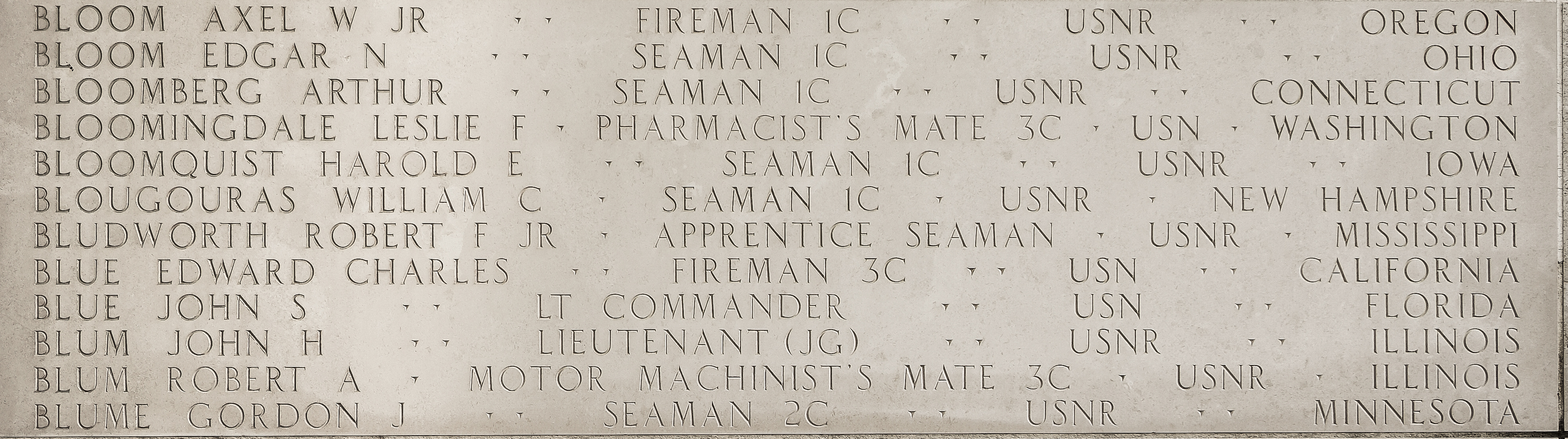 Edward Charles Blue, Fireman Third Class